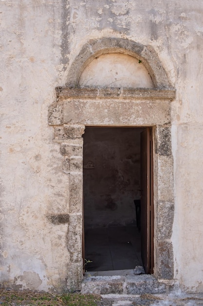 Kithira Chora Kastro Ilhas Jônicas Grécia Stonewall edifício no Castelo Venetian Fortezza Vertical