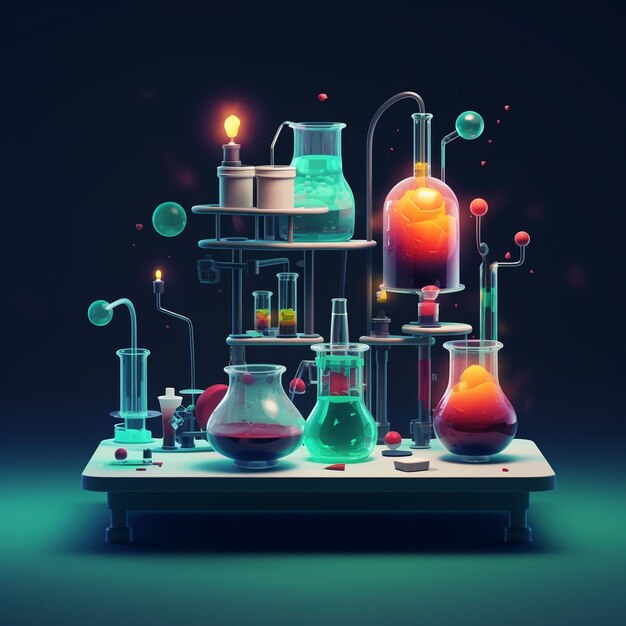 Kits de experimentos científicos de dibujos animados 3d