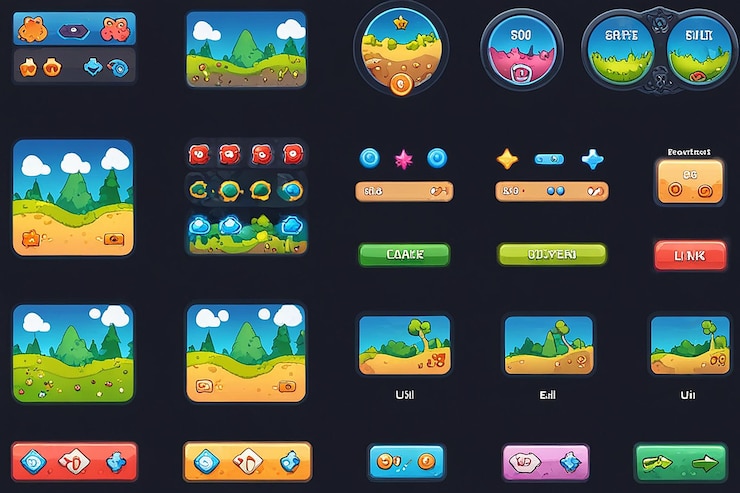Foto kits de interfaz de usuario de niveles de juego