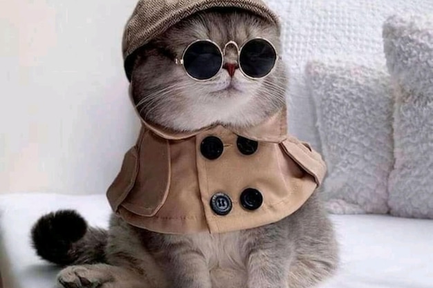 Kitty con gafas de sol tiene una actitud elegante