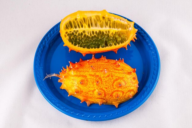 Kiwano Cucumis Metuliferus Vegetal Exótico Laranja Tropical Frutas