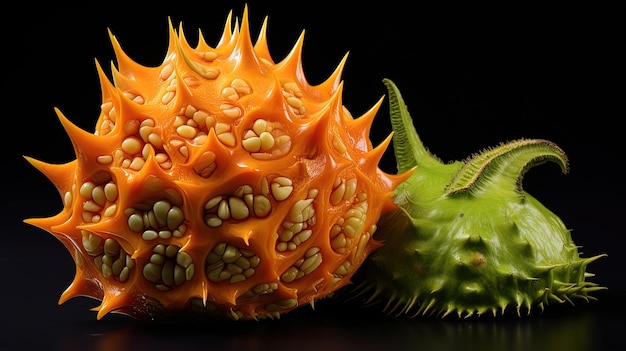 Kiwano Melón con cuernos con piel naranja puntiaguda Papel pintado UHD