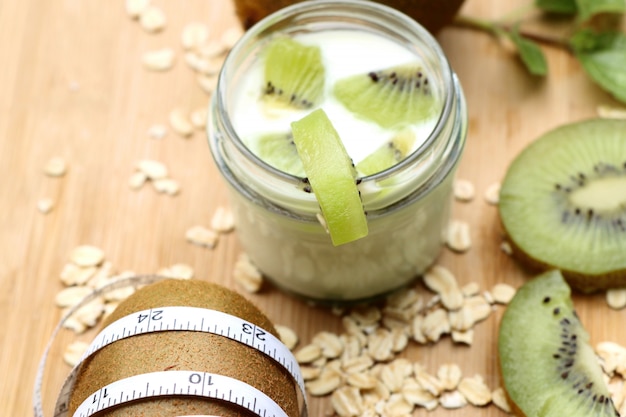 kiwi con batido de yogur