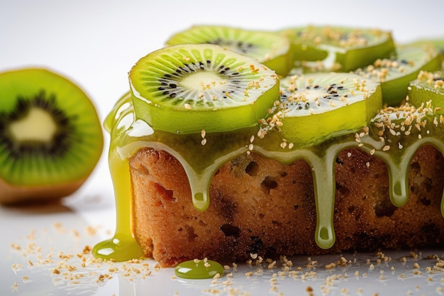 Kiwi Bolo Fruta Verde Sobremesa Torta De Geléia Verde Tarte De Kiwi Abstrata Ilustração IA Generativa