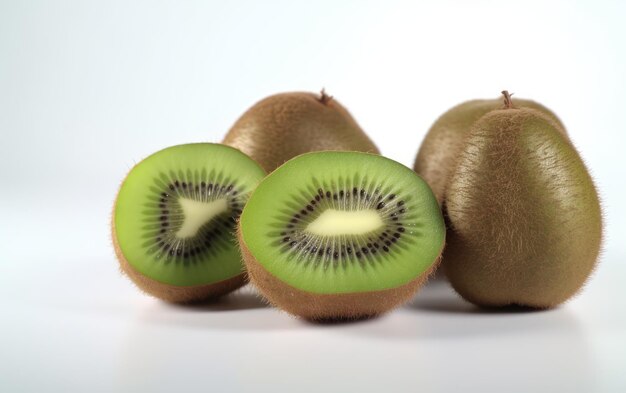 Un kiwi de cerca aislado en un fondo blanco frutas tropicales ai generado