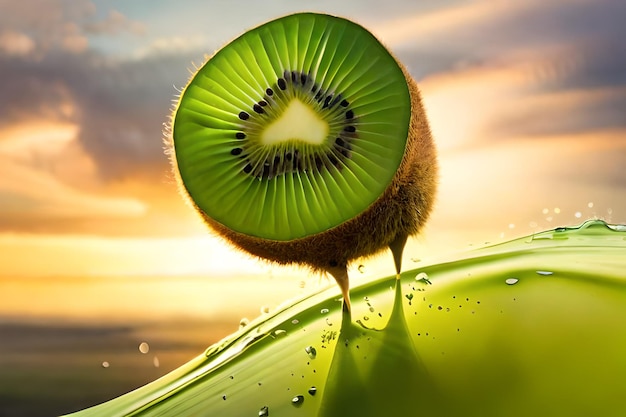 Un kiwi con un corazón en él