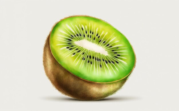 Un kiwi dibujado sobre fondo blanco acuarela frutas tropicales alimentos orgánicos ilustraciones ai generado