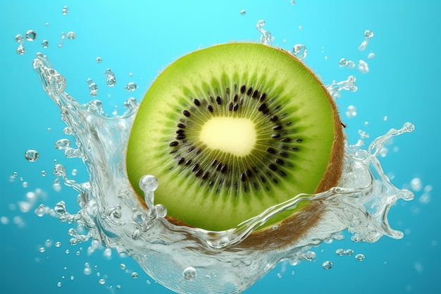 Un kiwi se está salpicando en el agua.