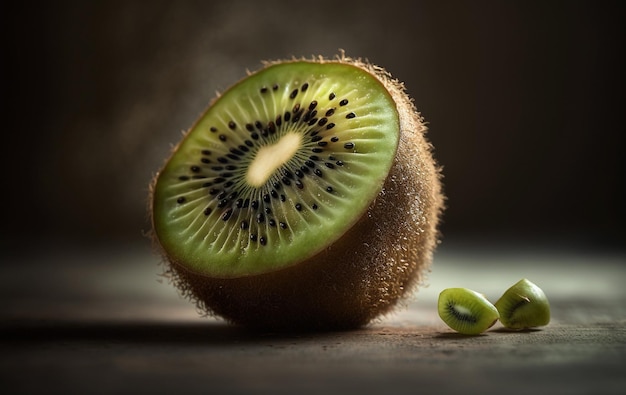 Kiwi-Frucht Eine halbe Kiwi Saftige Fruchtillustration