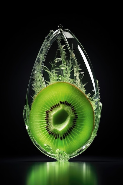 Kiwi en un jarrón de cristal