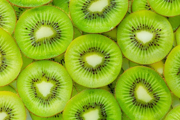 Kiwi MacroFresh Kiwi in Scheiben geschnitten für den Hintergrund verwenden