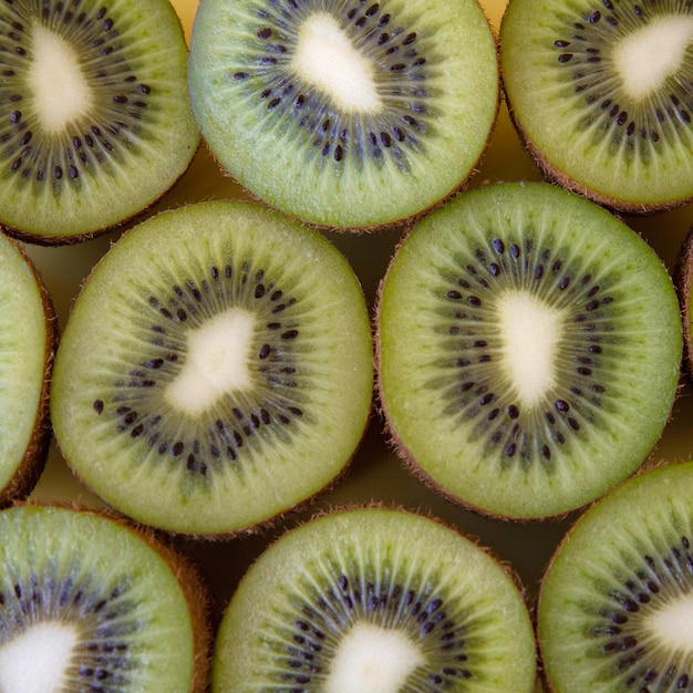 Kiwi metades vista superior closeup conceito de alimentação saudável