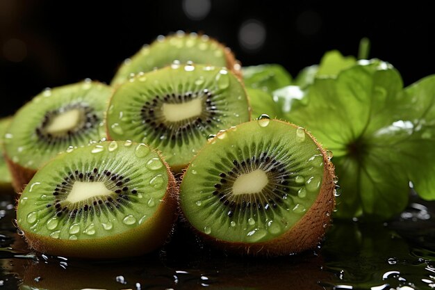 Foto un kiwi con la mitad de kiwi encima