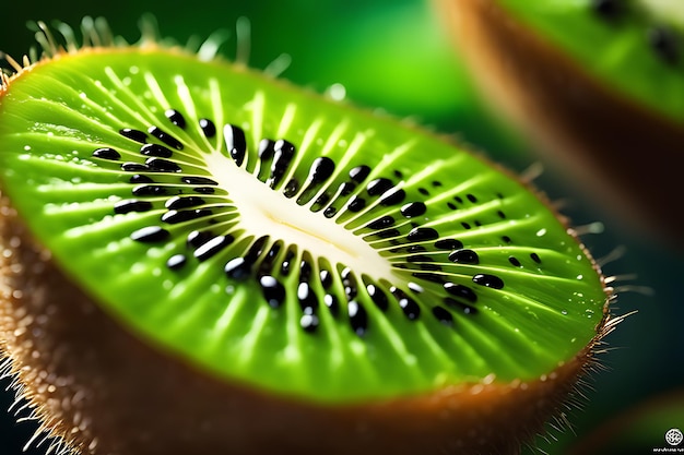 kiwi en rodajas primer plano macro fondo