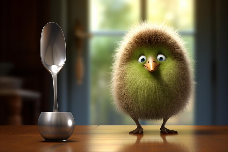 Foto kiwi único com uma colher pronto para colher lanche natural frutas frescas fotografia de imagem kiwi