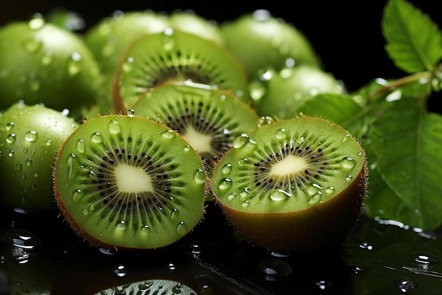 Foto un kiwi verde con las palabras kiwi en él.