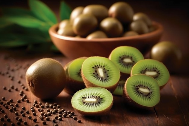 Un kiwi verde y vibrante