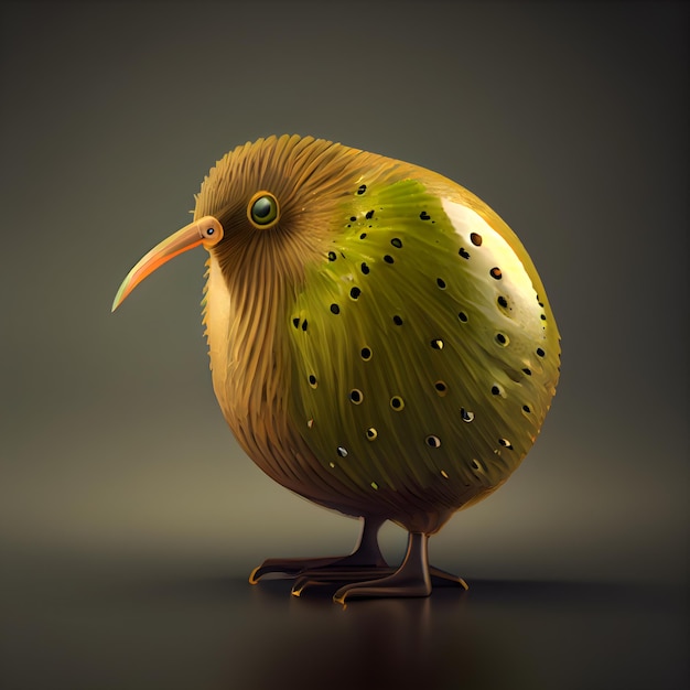 Kiwi-Vogel auf dunklem Hintergrund 3D-Illustration