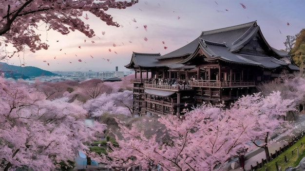 Kiyomizu-Dera-Tempel und Sakura in Japan