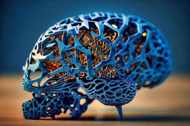 Klare blaue rechte Gehirnhälfte, die analytisches Denken und präzises Denken zeigt