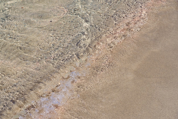 Klare Wellen am tropischen Sandstrand in Kreta Griechenland.