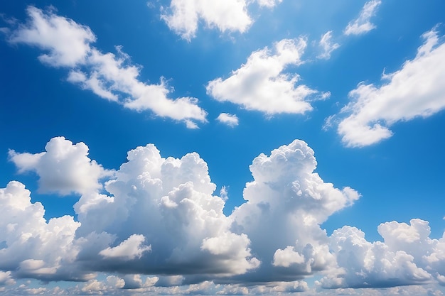 Klarer blauer Himmel mit weißen flauschigen Wolken Naturhintergrund