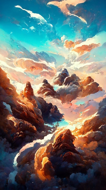 Klarer Himmel mit Wolken Textur 3D-Darstellung