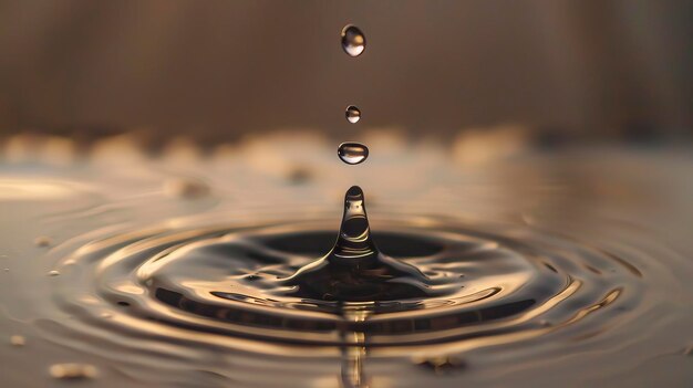 Foto klarer wassertropfen mit kreisförmigen wellen