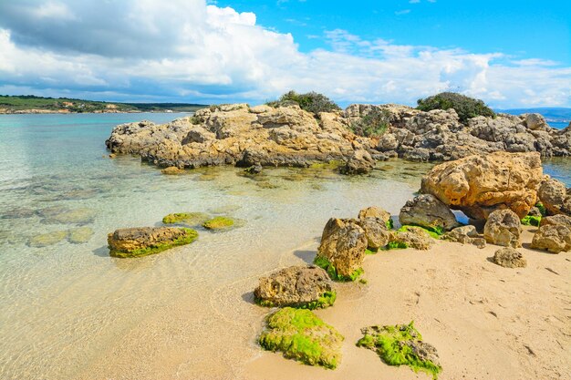 Klares Wasser und Felsen in Sardinien Italien