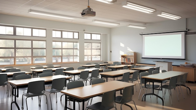 Klassenzimmer mit energieeffizienter Beleuchtung