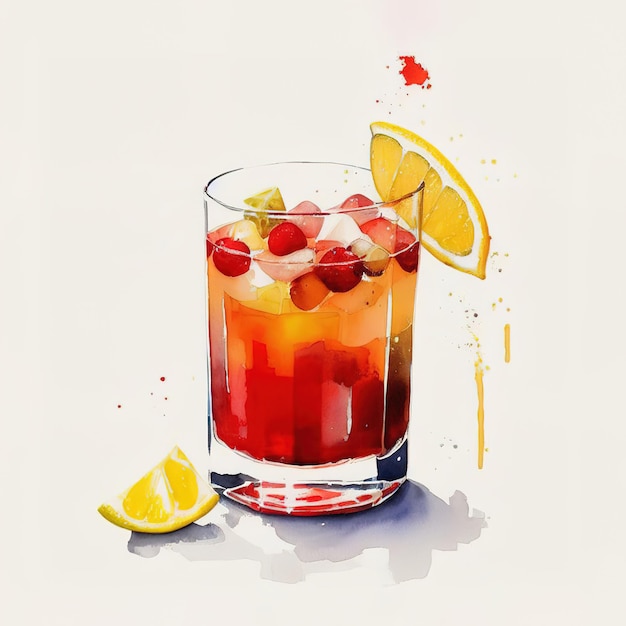 Klassische Alkohol-Cocktailgläser Flacher Illustrationsstil Generative ai