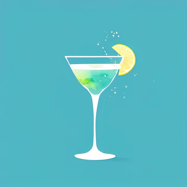 Klassische Alkohol-Cocktailgläser Flacher Illustrationsstil Generative ai