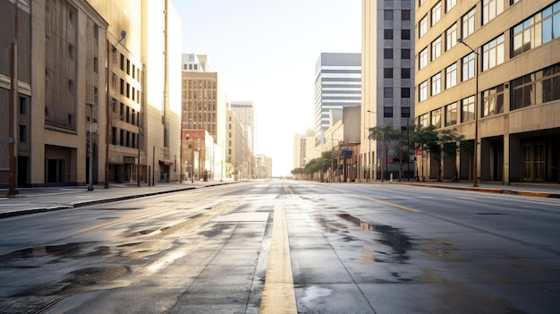 Klassische Architektur und städtische Straßen leere Straße in der Stadt Generative KI-Illustration