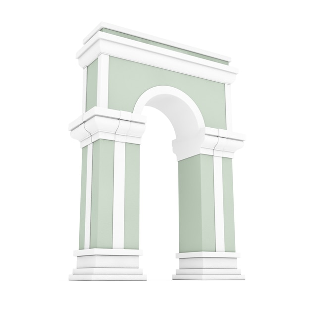 Klassische Bogentür mit Spalten auf weißem Hintergrund. 3D-Rendering