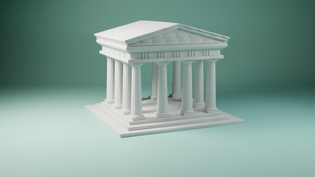 Klassische Eleganz Ein unberührter weißer Tempel in 3D-Rendering