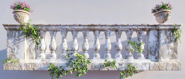 Foto klassische europäische terrasse architektonische eleganz im sommer grün und blumen dekor