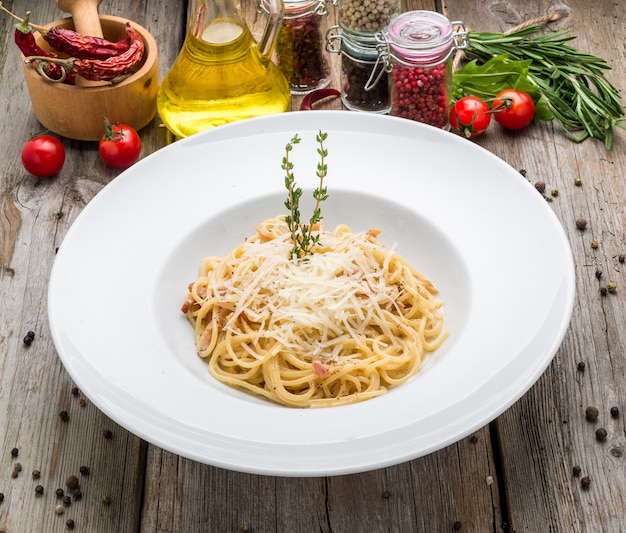 Klassische italienische Küche Spaghetti Carbonara