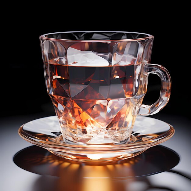 Klassische Kaffeekuppe und -schüssel aus Kristallglas