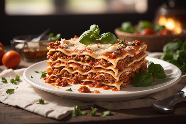 Foto klassische lasagne mit bolognese-sauce