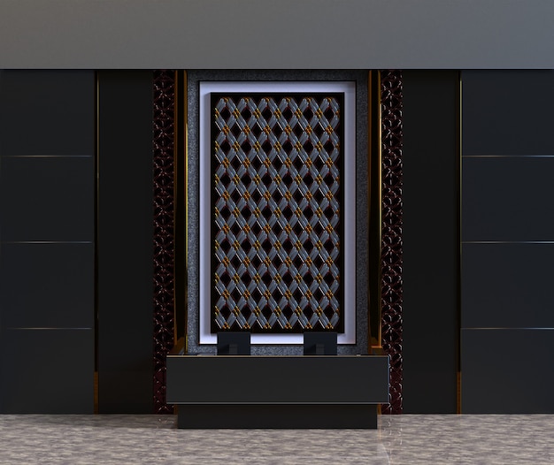 Klassische Luxushotelempfangshalle des 3D-Renderings mit Wanddekoration