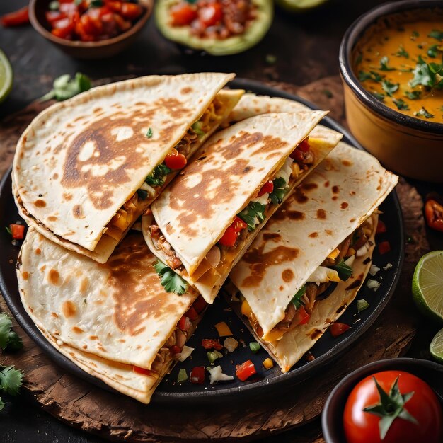 Klassische mexikanische Quesadilla professionelle Fotografie gute Beleuchtung