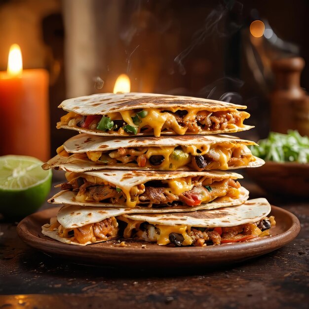 Foto klassische mexikanische quesadilla professionelle fotografie gute beleuchtung