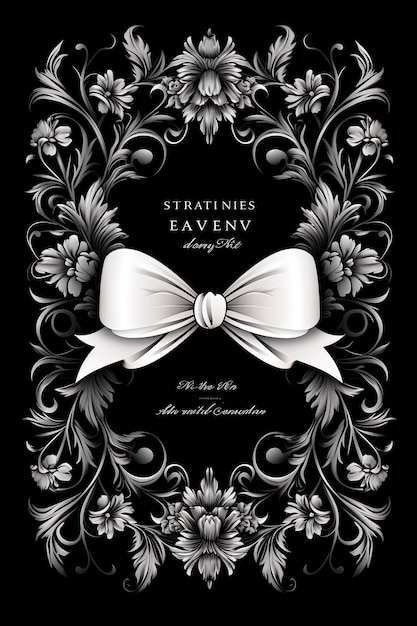 Klassische Schwarz-Weiß-Einladung Eine zeitlose schwarz-weiße Einladung mit einem Hauch von Eleganz, generiert mit KI