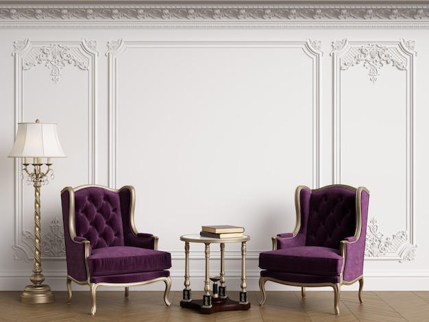 Klassische Sessel im klassischen Interieur mit Platz zum Kopieren