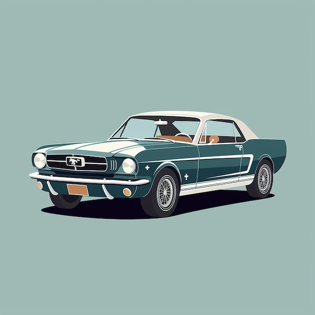 Foto klassische und muscle car illustrationen mit retro-vibes