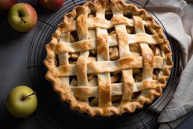 Klassischer Apfelkuchen mit flockiger Kruste und süßer Füllung, hergestellt mit generativer KI