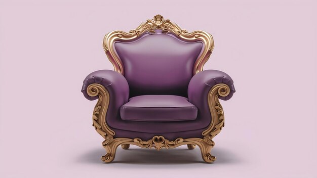 Klassischer barocker Sessel in violetter Farbe 3D-Rendering