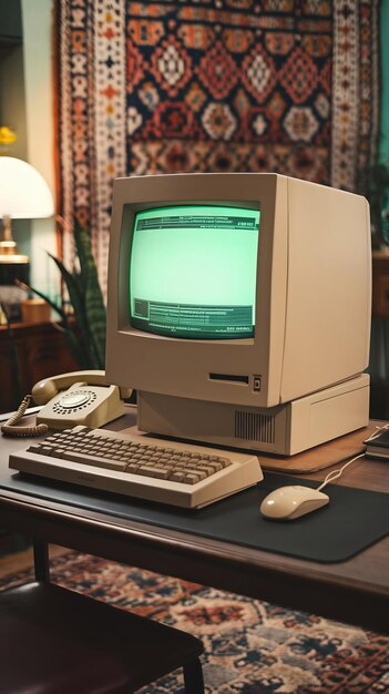 Klassischer Desktop-Computer mit einem Monitor auf dem Schreibtisch
