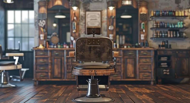 Klassischer Friseursessel Ein stilvolles und elegantes Objekt für Schönheits- und Mode-Enthusiasten im Friseursalon