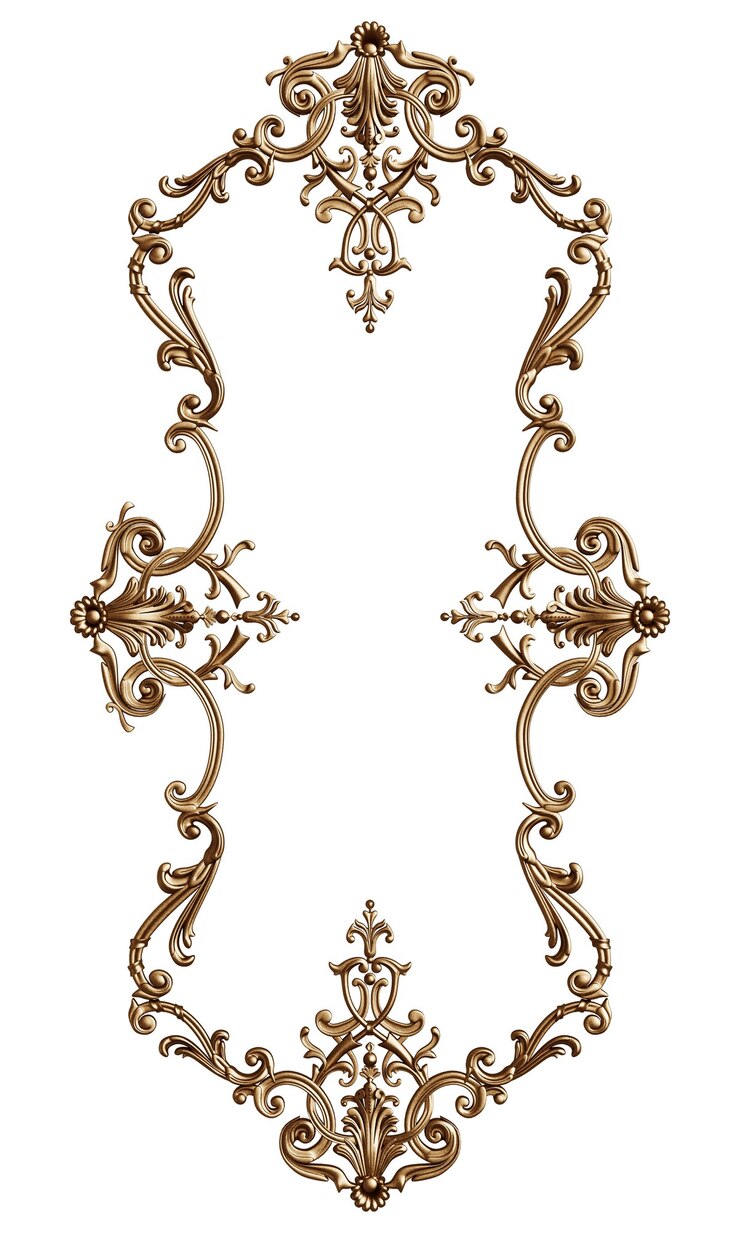 Foto klassischer goldener rahmen mit ornamentdekor isolierte 3d-darstellung